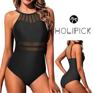 HOLIPICK High Neck One Piece Swimsuit NEW WIH TAGS!